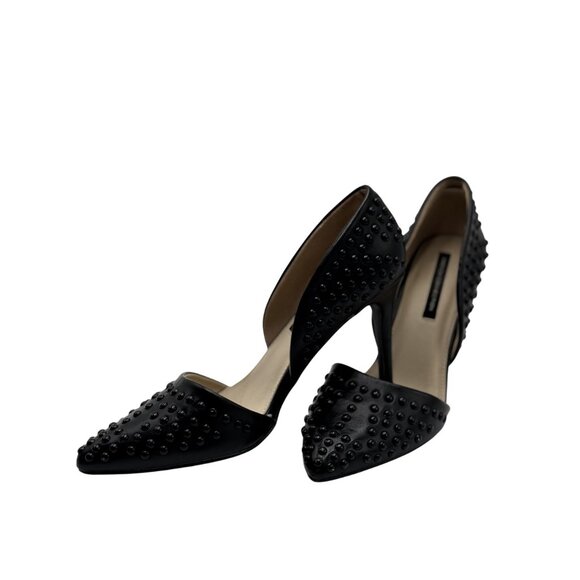 French Connection Size 8.5 Shoes Womens Black Studded Pointed-Toe High Heels - Picture 2 of 16
